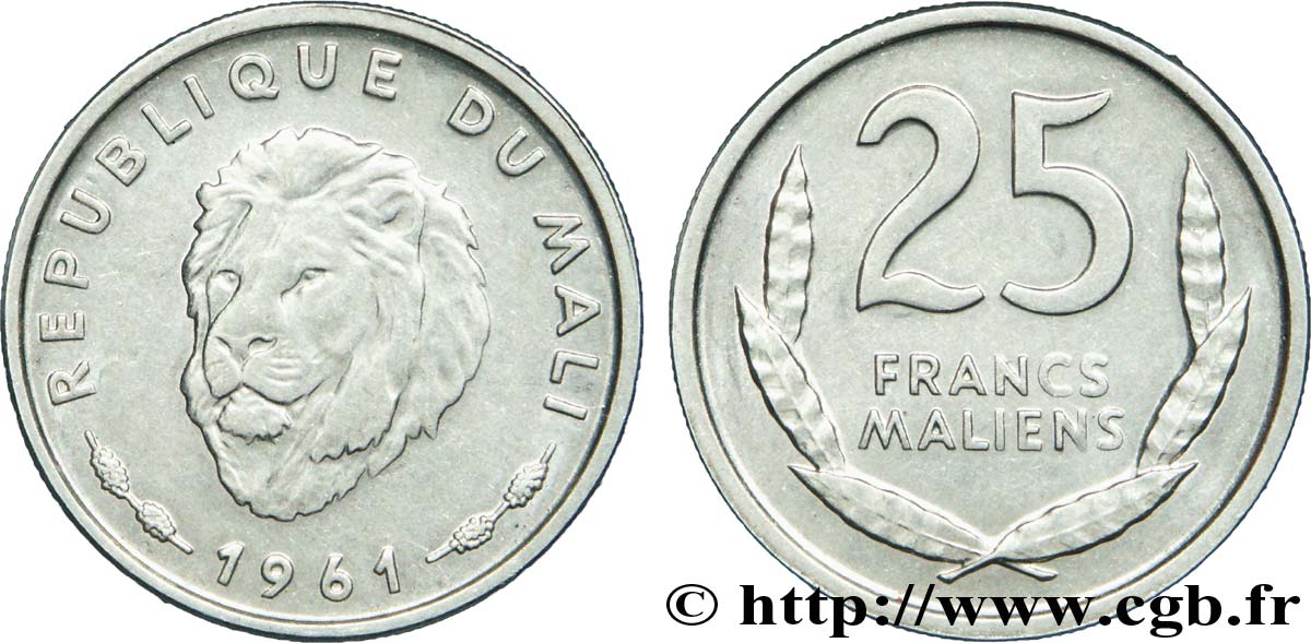 MALI 25 Francs Maliens lion 1961 Paris SUP 