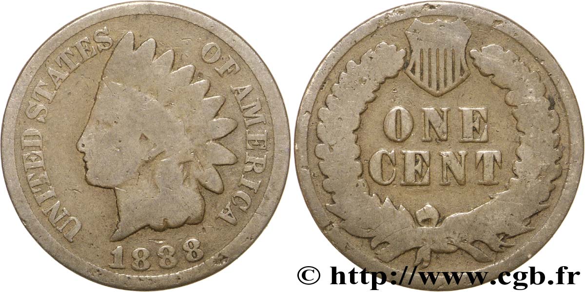 ÉTATS-UNIS D AMÉRIQUE 1 Cent tête d’indien, 3e type 1888  B 