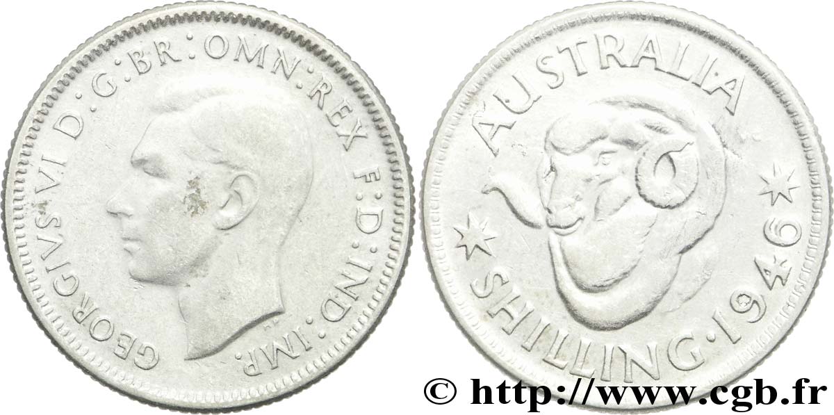 AUSTRALIE 1 Shilling Georges VI / bélier 1946 Melbourne TTB 