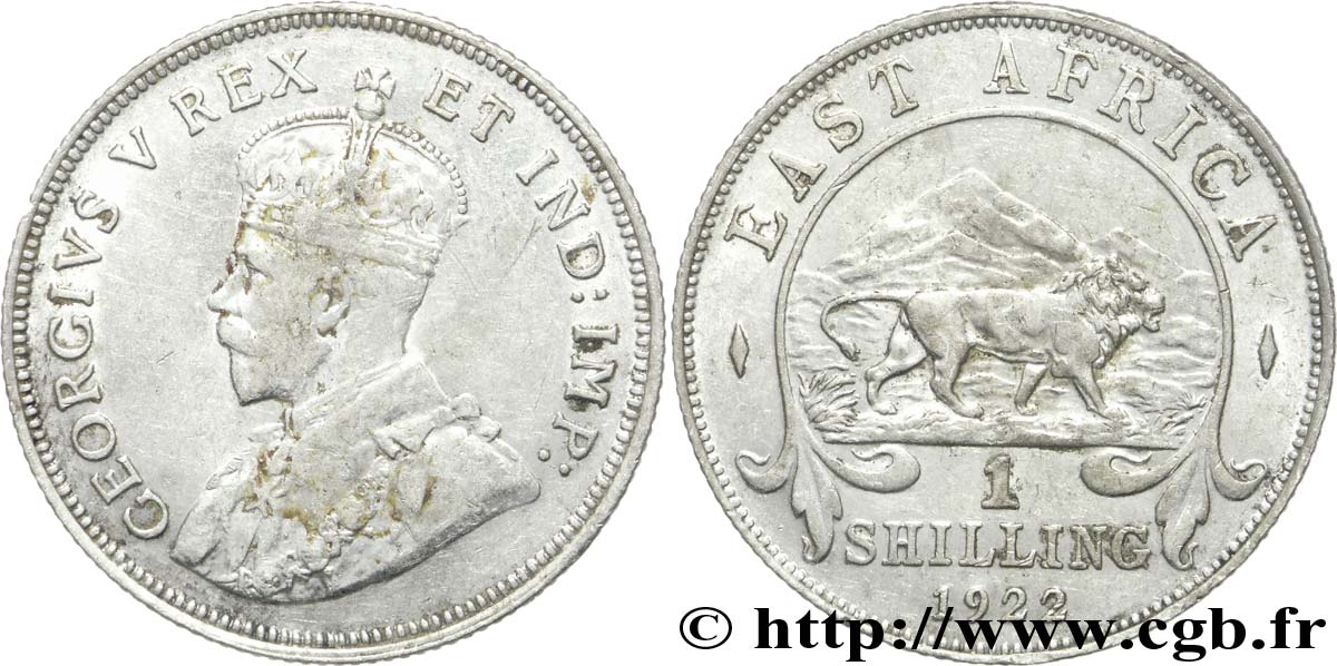 AFRIQUE DE L EST 1 Shilling Georges V / lion 1922 British Royal Mint TTB 