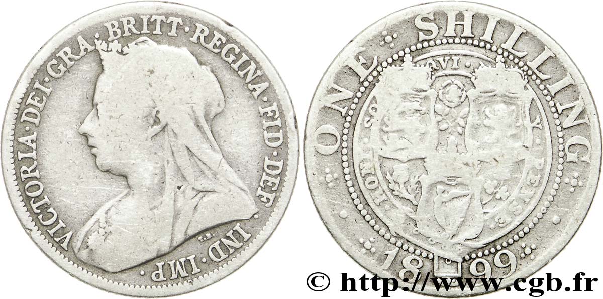 ROYAUME-UNI 1 Shilling Victoria 1899  TB 