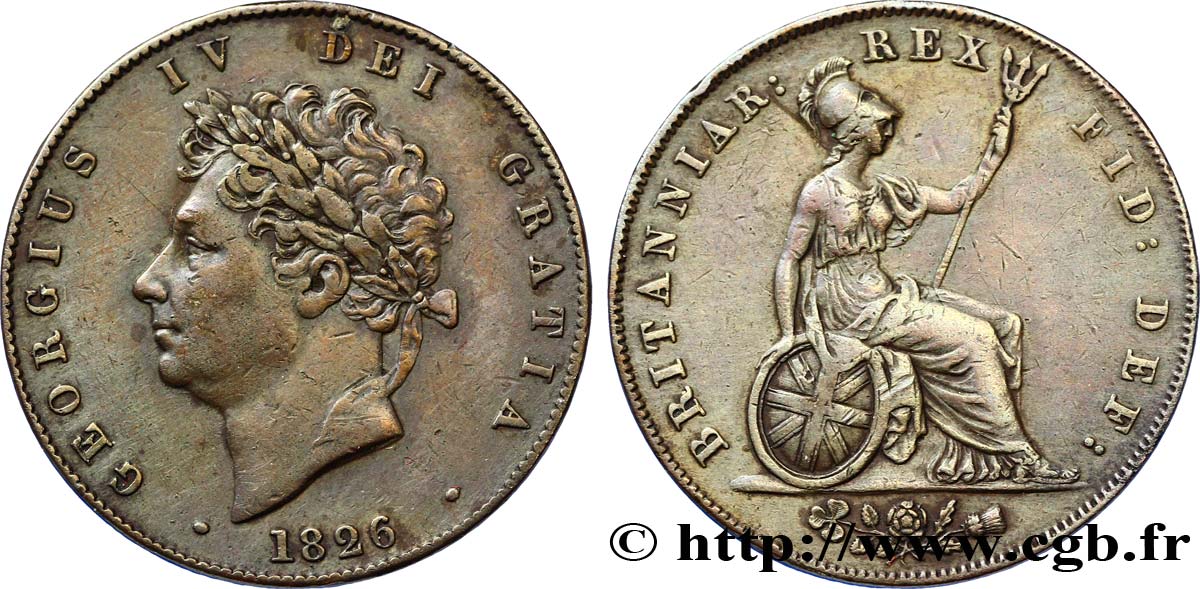 ROYAUME-UNI 1/2 Penny Georges IV / Albion 1826  TTB 