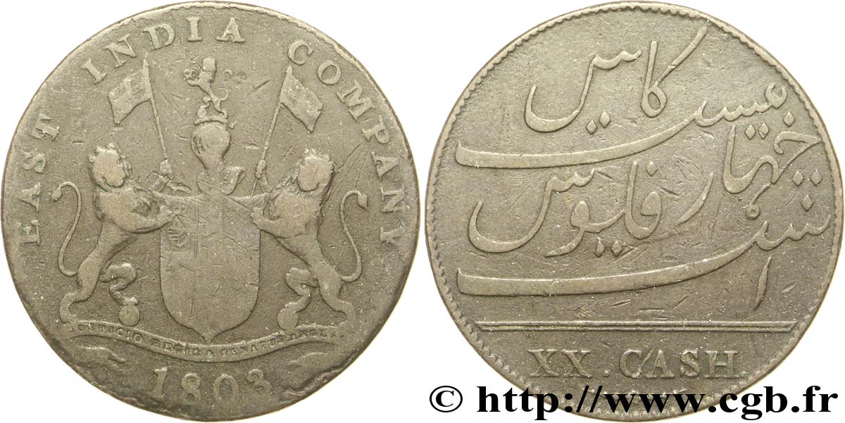 INDE 20 Cash Madras East India Company 1803  TB 