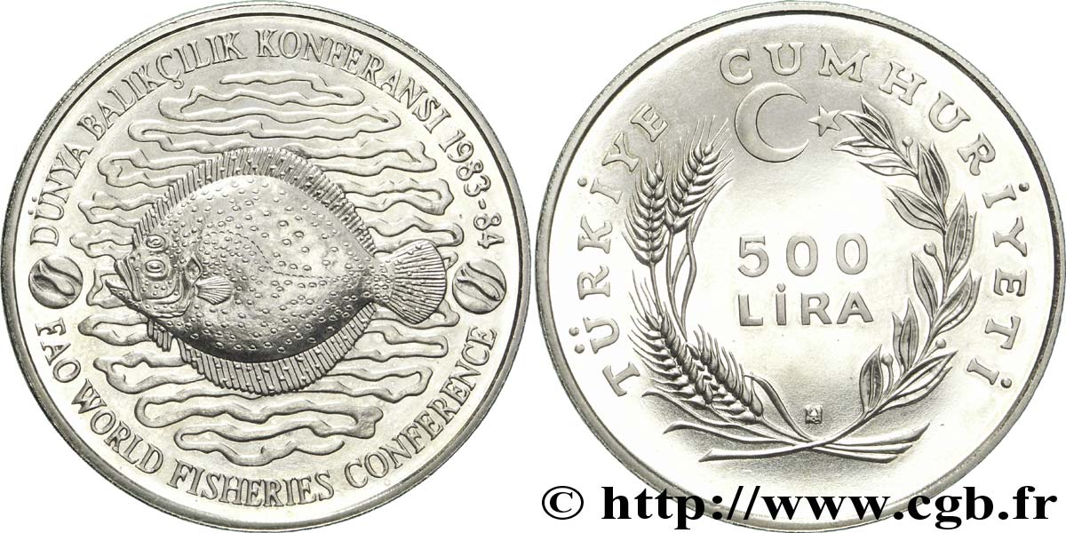 TURQUIE 100 Lira Conférence Internationale de la pêche 1984  SPL 