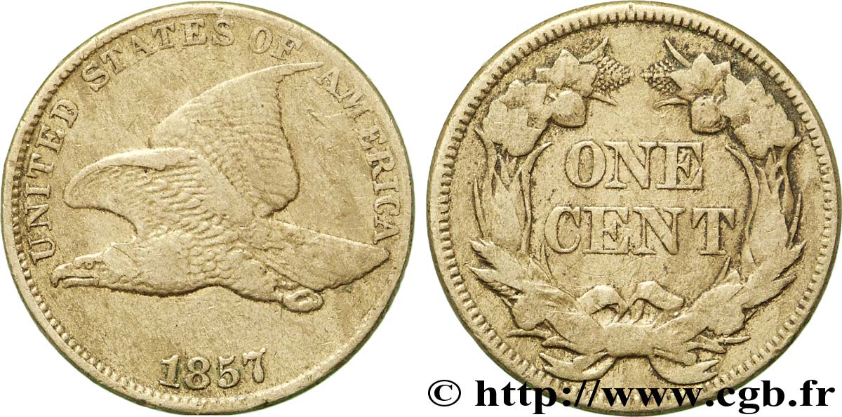 ÉTATS-UNIS D AMÉRIQUE 1 Cent “Flying Eagle” variété à petites lettres 1857 Philadelphie TTB 