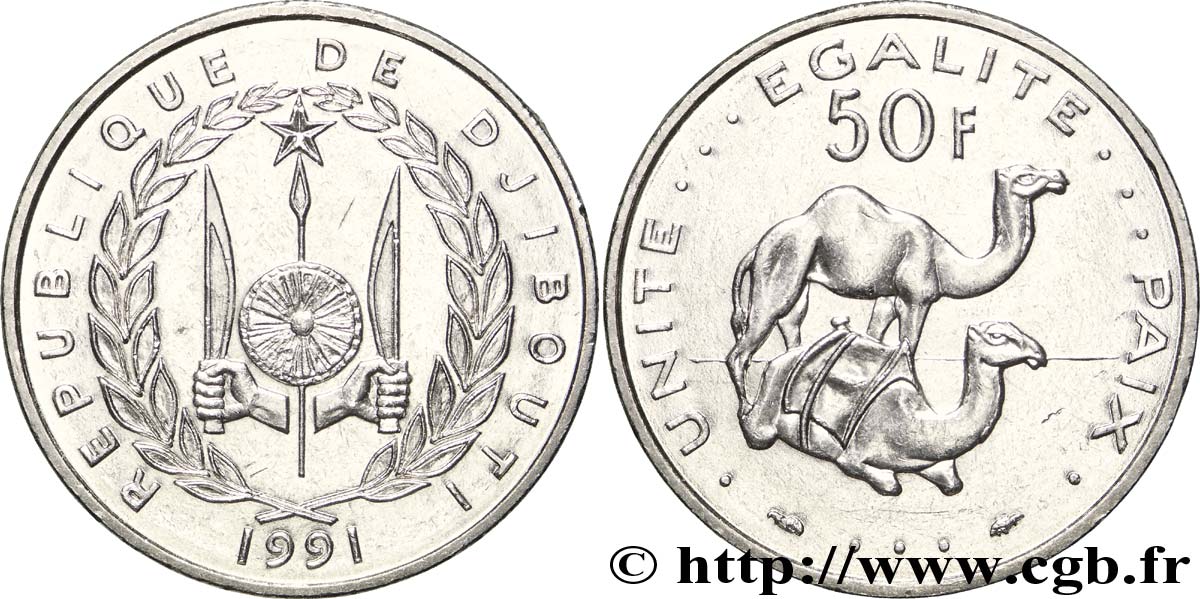 DJIBOUTI 50 Francs dromadaires 1991 Paris MS 