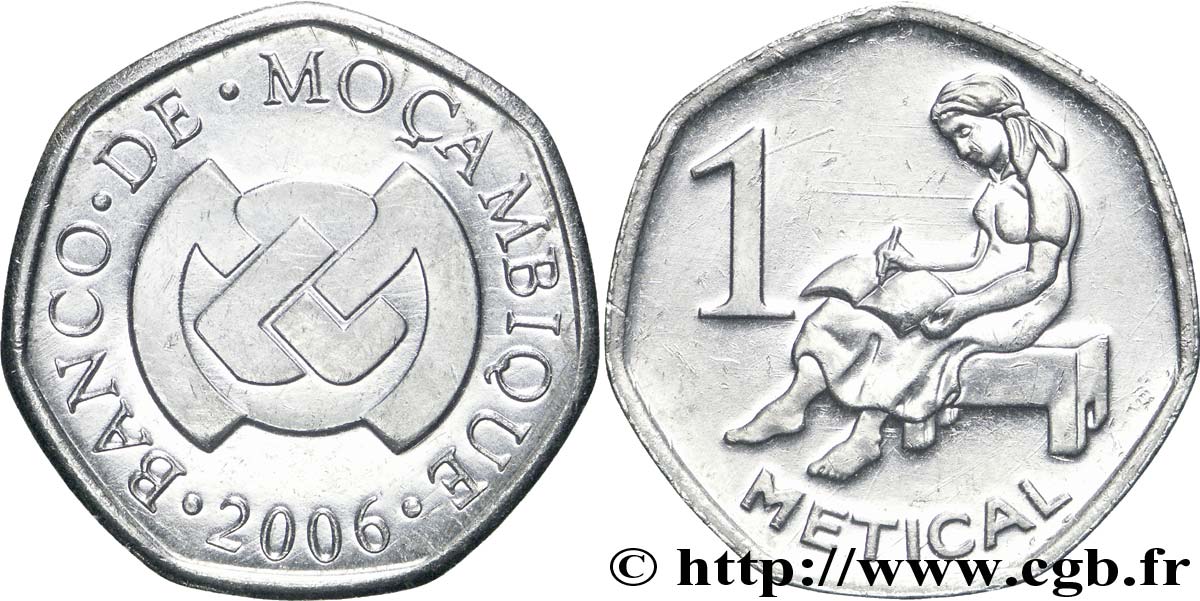 MOZAMBIQUE 1 Metical emblème de la banque centrale / écolière 2006  SPL 