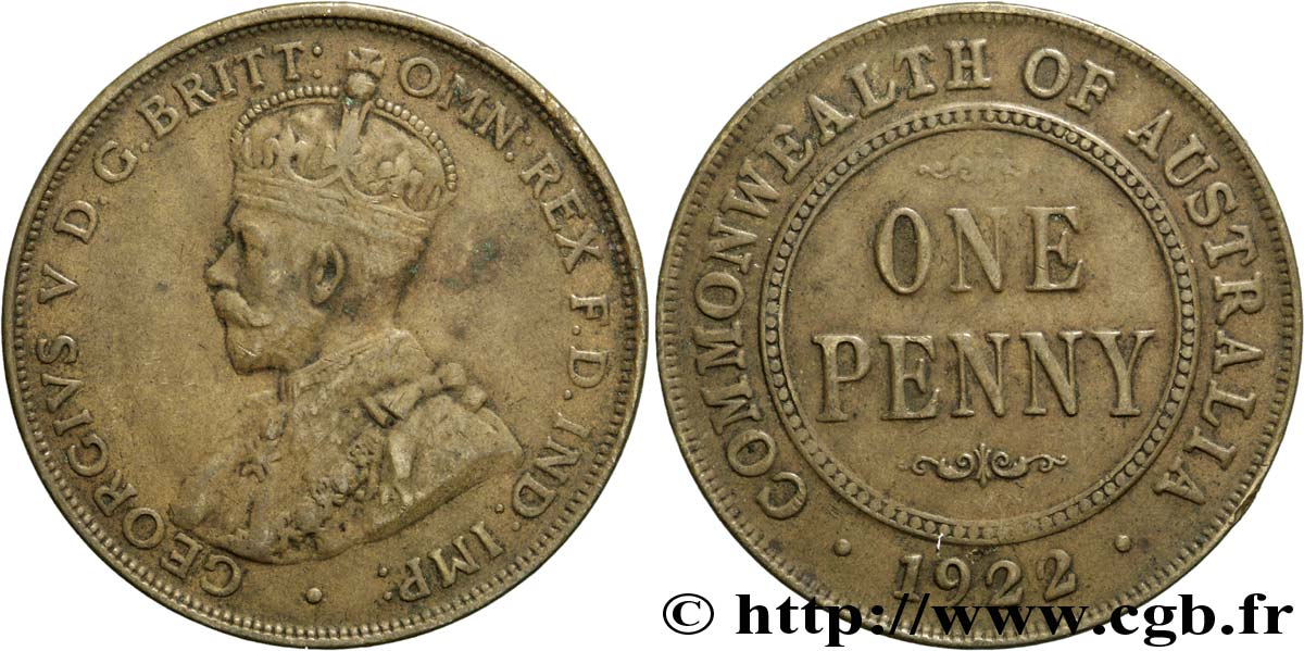 AUSTRALIE 1 Penny Georges V 1922  TTB 