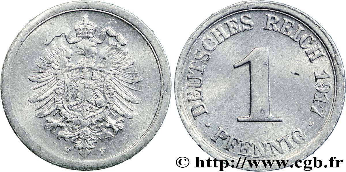 ALLEMAGNE 1 Pfennig Empire aigle impérial 1917 Stuttgart - F SPL 