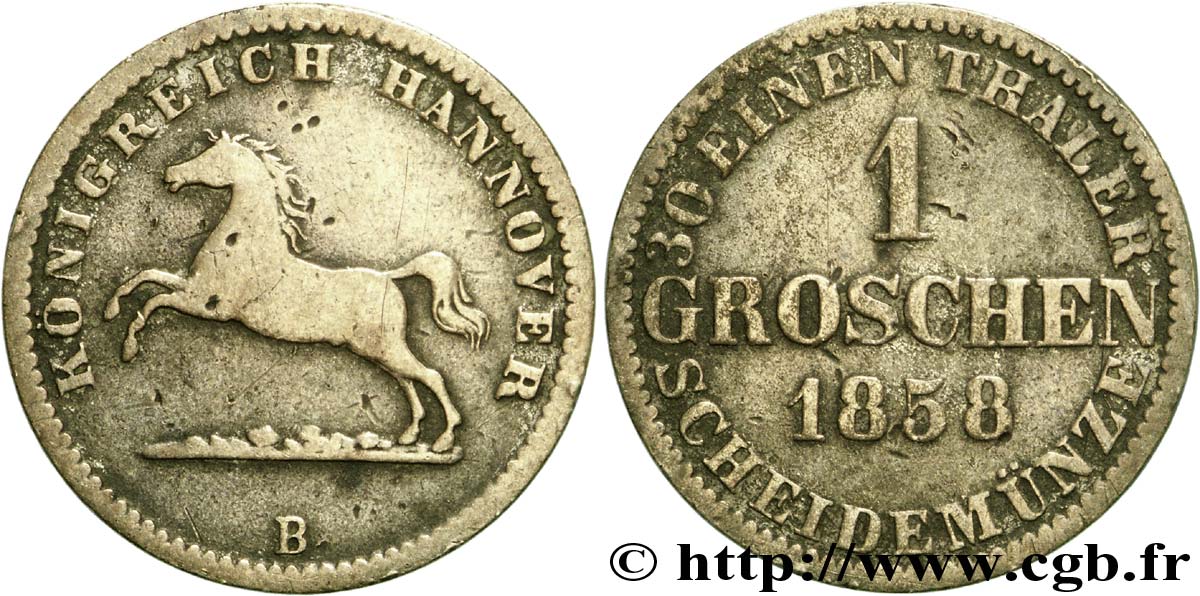 ALLEMAGNE - HANOVRE 1 Groschen Royaume de Hanovre  1858  B+ 