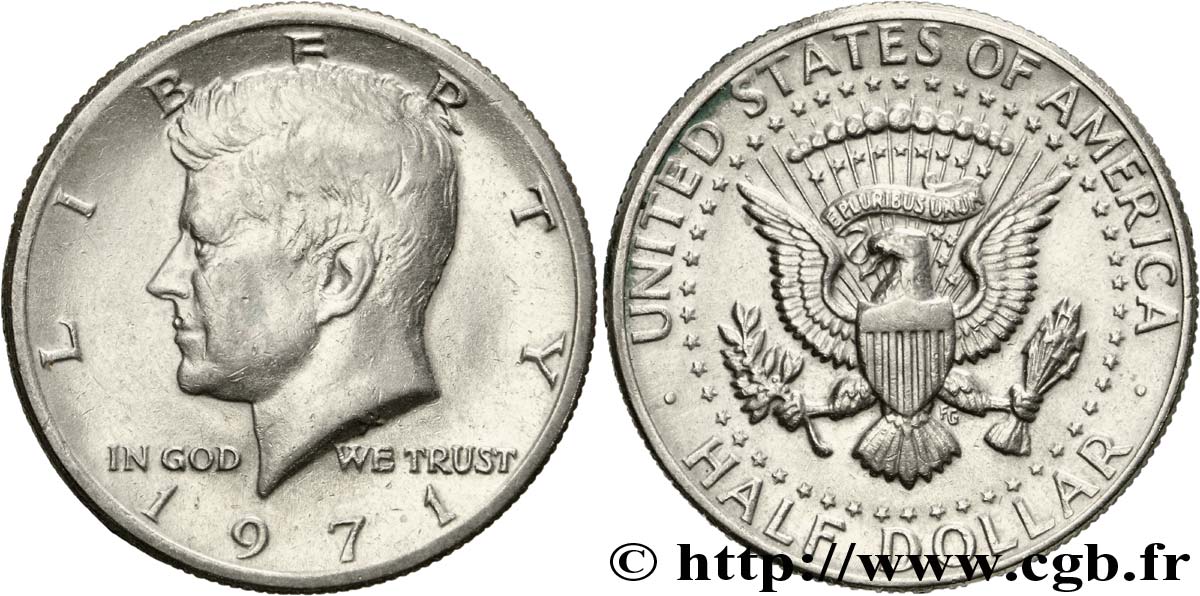ÉTATS-UNIS D AMÉRIQUE 1/2 Dollar Kennedy 1971 Philadelphie SUP 