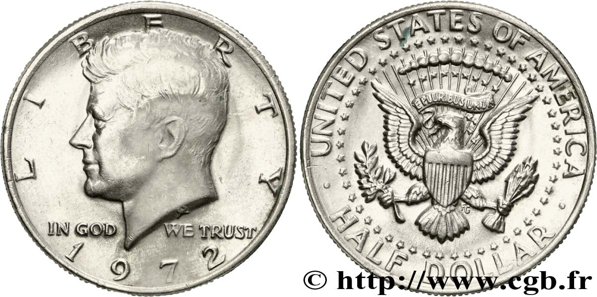 ÉTATS-UNIS D AMÉRIQUE 1/2 Dollar Kennedy 1972 Philadelphie SUP 