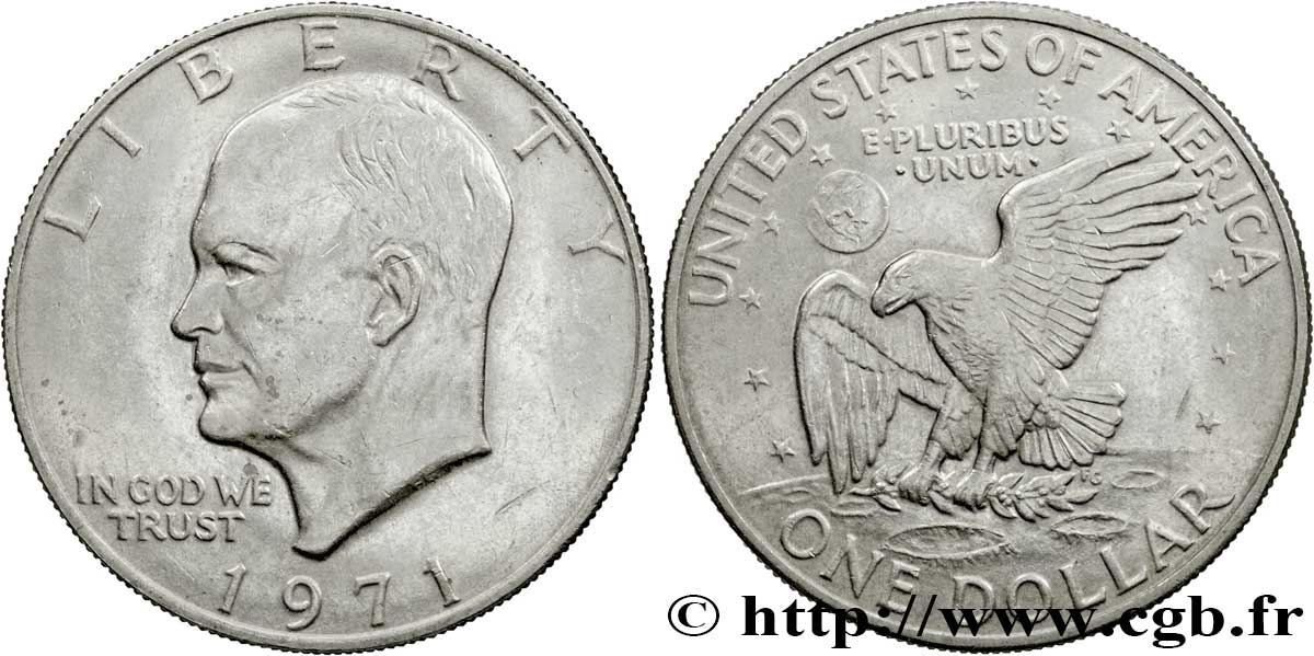 ÉTATS-UNIS D AMÉRIQUE 1 Dollar Eisenhower / aigle posé sur la Lune 1971 Philadelphie SUP 