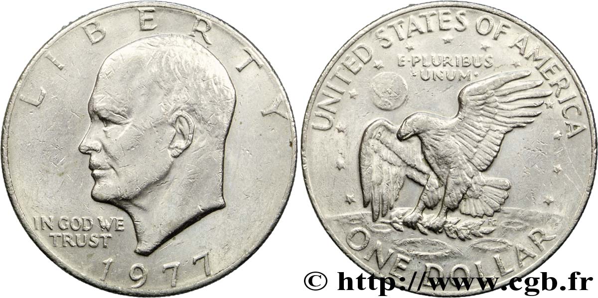 ÉTATS-UNIS D AMÉRIQUE 1 Dollar Eisenhower / aigle posé sur la Lune 1977 Philadelphie TB+ 