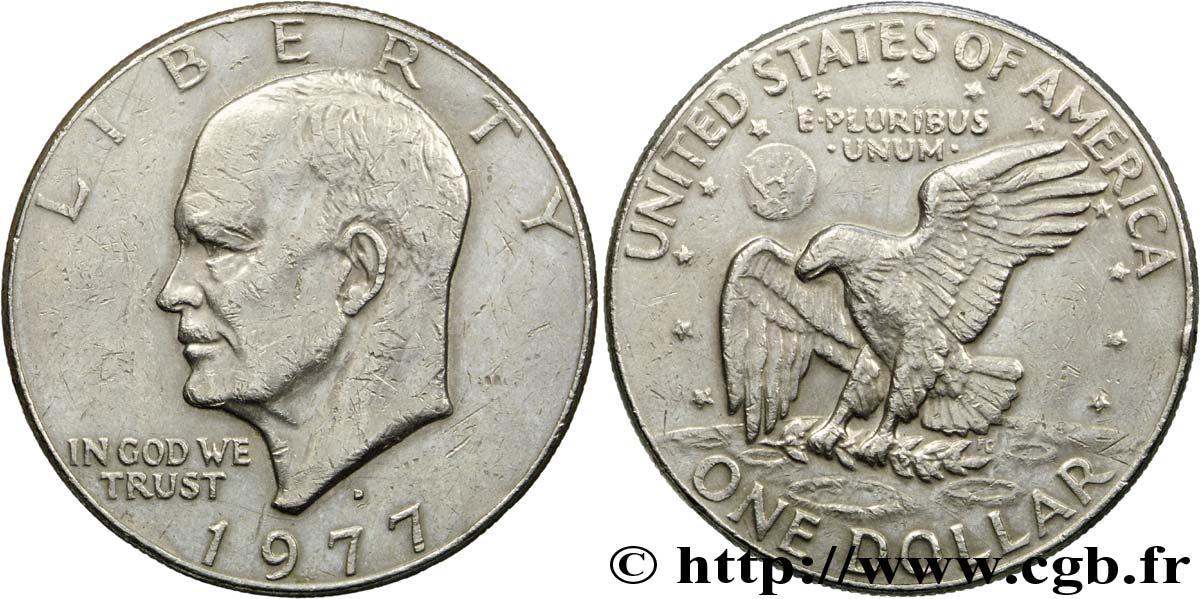 ÉTATS-UNIS D AMÉRIQUE 1 Dollar Eisenhower / aigle posé sur la Lune 1977 Denver TB+ 