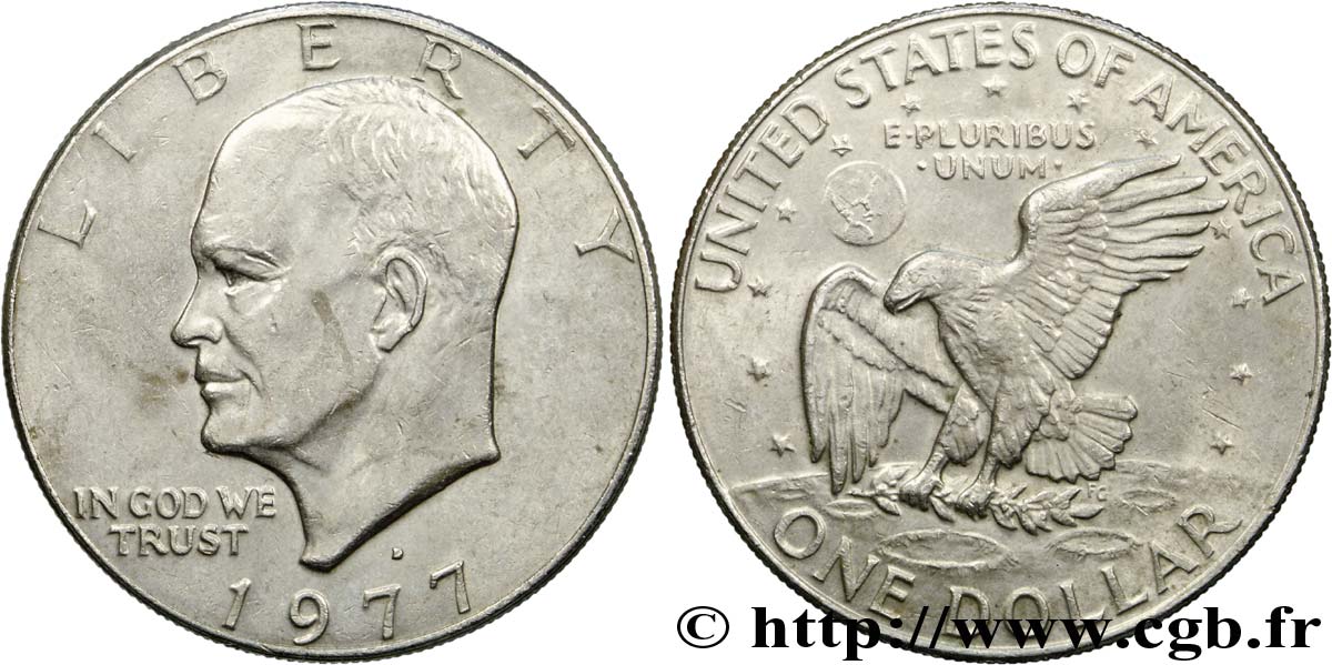 ÉTATS-UNIS D AMÉRIQUE 1 Dollar Eisenhower / aigle posé sur la Lune 1977 Denver TTB 