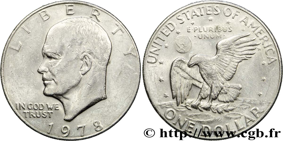 ÉTATS-UNIS D AMÉRIQUE 1 Dollar Eisenhower / aigle posé sur la Lune 1978 Philadelphie TB+ 
