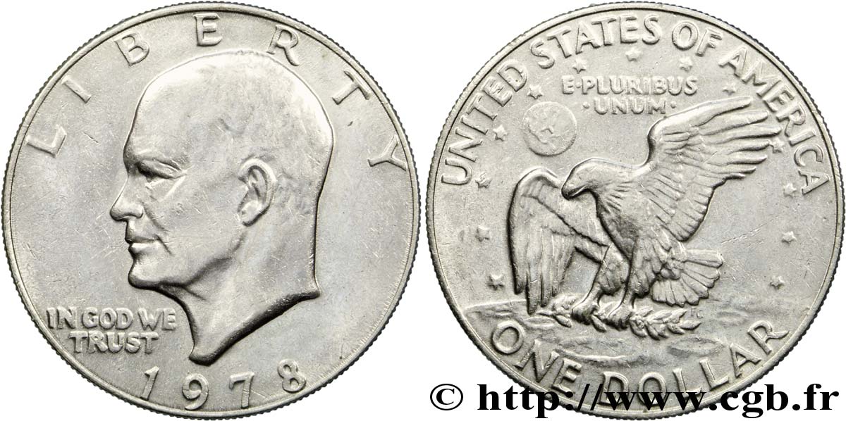 ÉTATS-UNIS D AMÉRIQUE 1 Dollar Eisenhower / aigle posé sur la Lune 1978 Philadelphie TTB+ 