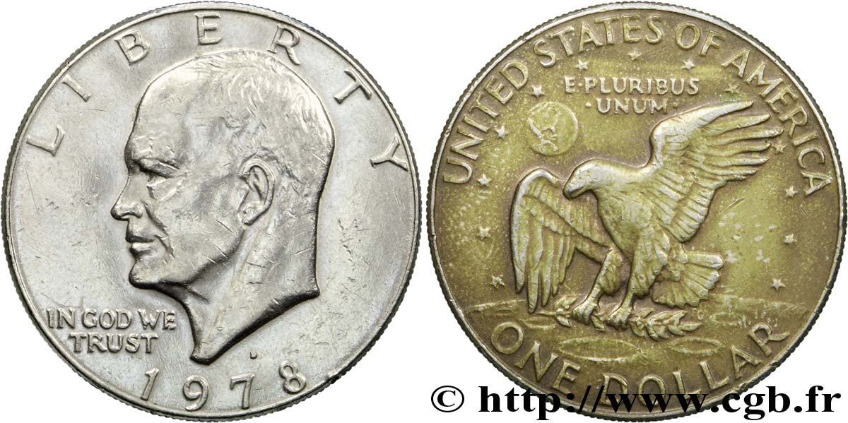 ÉTATS-UNIS D AMÉRIQUE 1 Dollar Eisenhower / aigle posé sur la Lune 1978 Denver TB+ 
