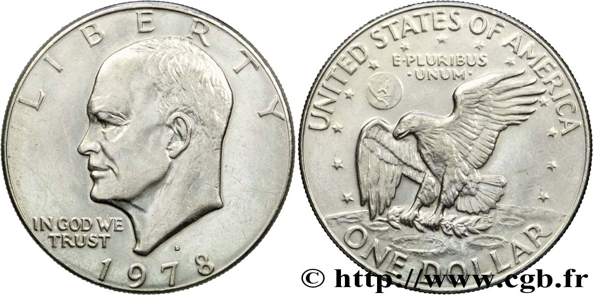 ÉTATS-UNIS D AMÉRIQUE 1 Dollar Eisenhower / aigle posé sur la Lune 1978 Denver TTB+ 