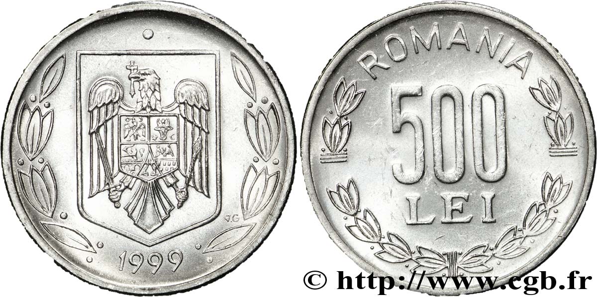 ROMANIA 500 Lei emblème tranche B 1999  MS 