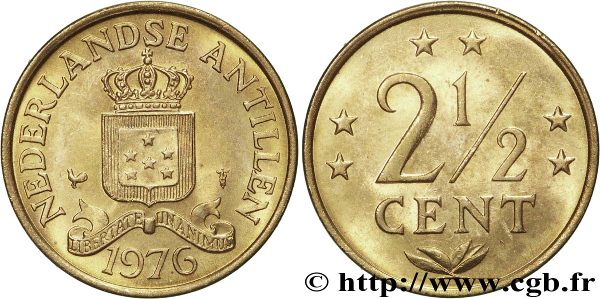 ANTILLES NÉERLANDAISES 2 1/2 Cent emblème 1976 Utrecht SPL 