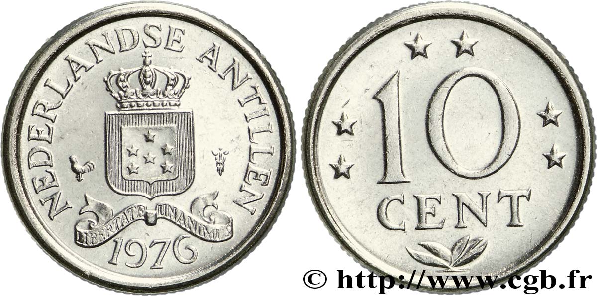 ANTILLES NÉERLANDAISES 10 Cent emblème 1976 Utrecht SPL 