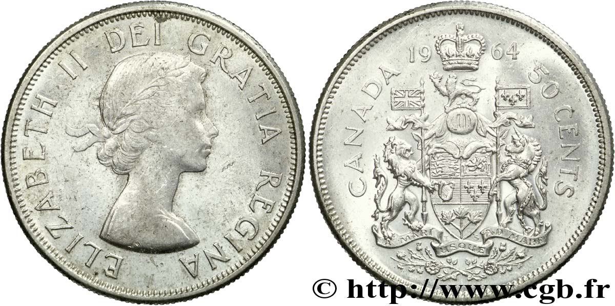 CANADA 50 Cents Elisabeth II 1964  TTB+ 