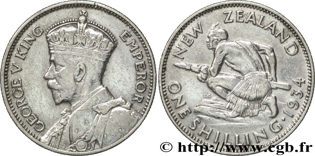 NOUVELLE-ZÉLANDE 1 Shilling Georges V 1934  TB+ 