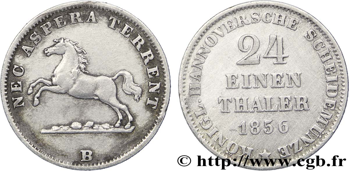 ALLEMAGNE - HANOVRE 1/24 Thaler Royaume de Hanovre cheval bondissant 1856  TTB+ 