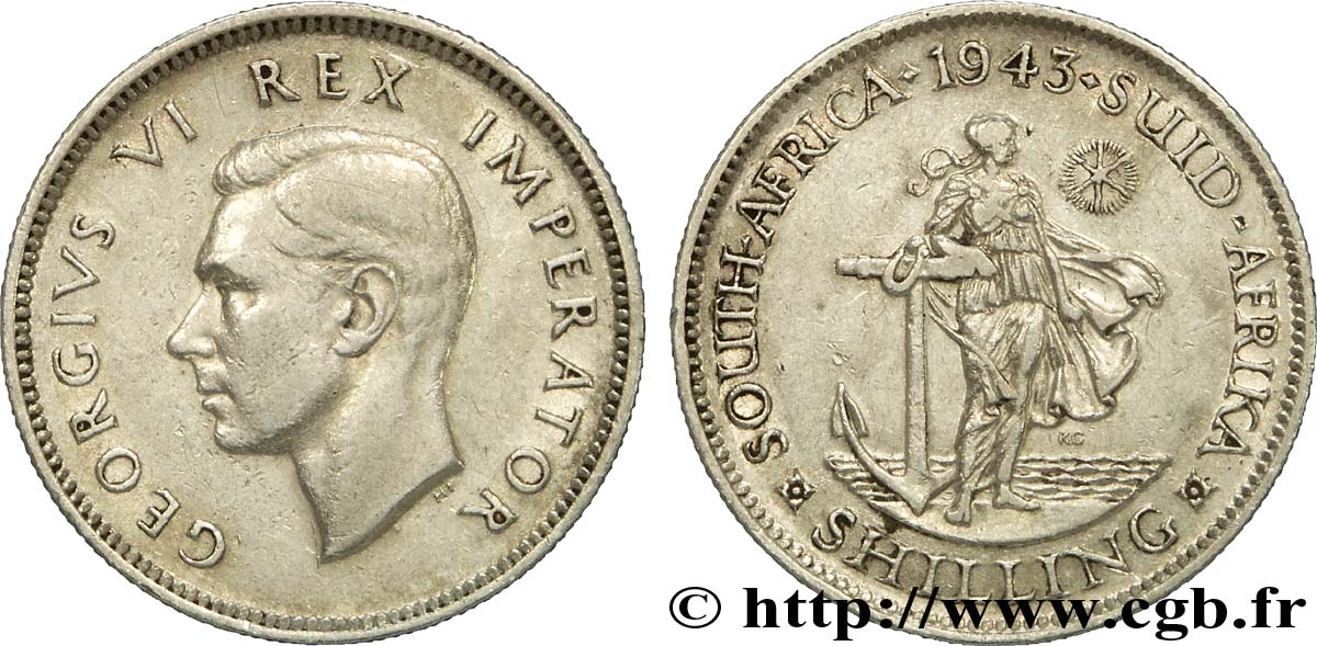AFRIQUE DU SUD 1 Shilling Georges VI 1943 Pretoria TTB+ 