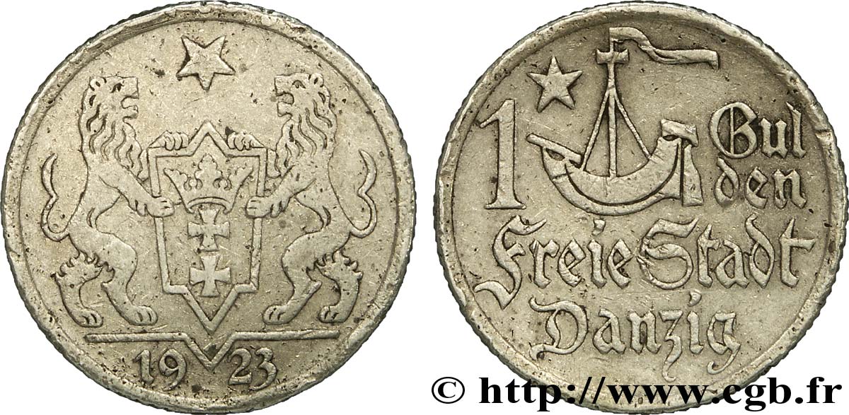 DANTZIG - VILLE LIBRE DE DANTZIG 1 Gulden 1923  TB 
