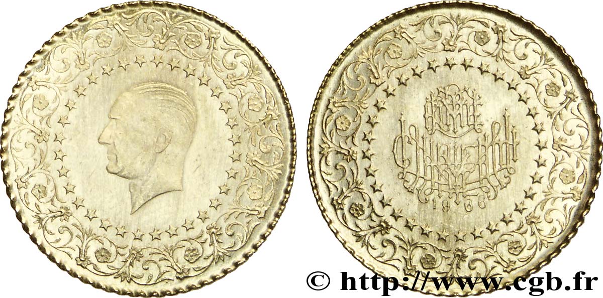 TURQUIE 25 Kurush Mustafa Kemal Atatürk série des  monnaies de luxe 1966  SUP 