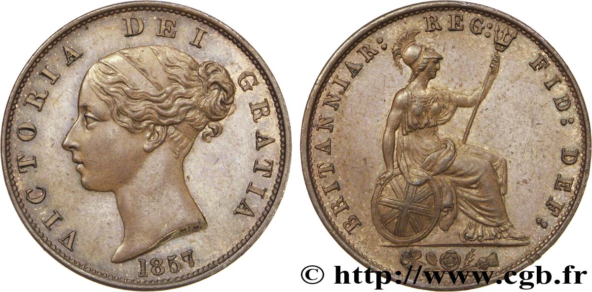 ROYAUME-UNI 1/2 Penny Victoria “tête jeune” 1857  SUP 