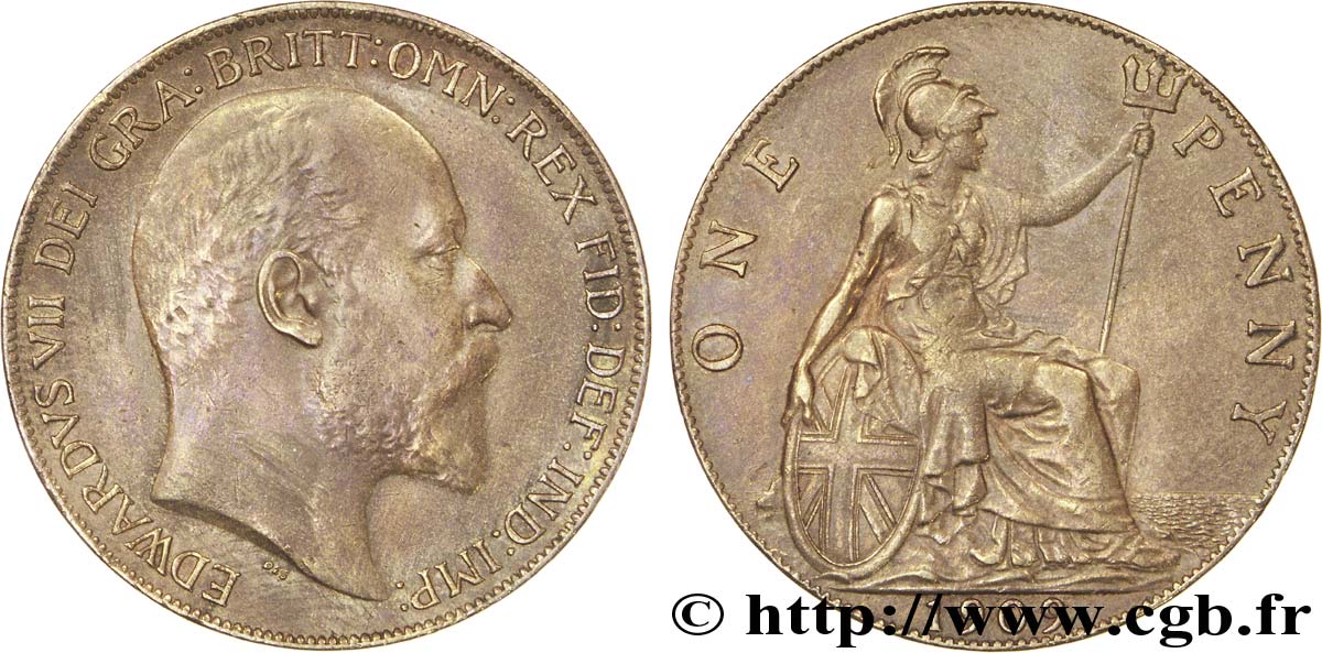 ROYAUME-UNI 1 Penny Edouard VII 1909  TTB+ 