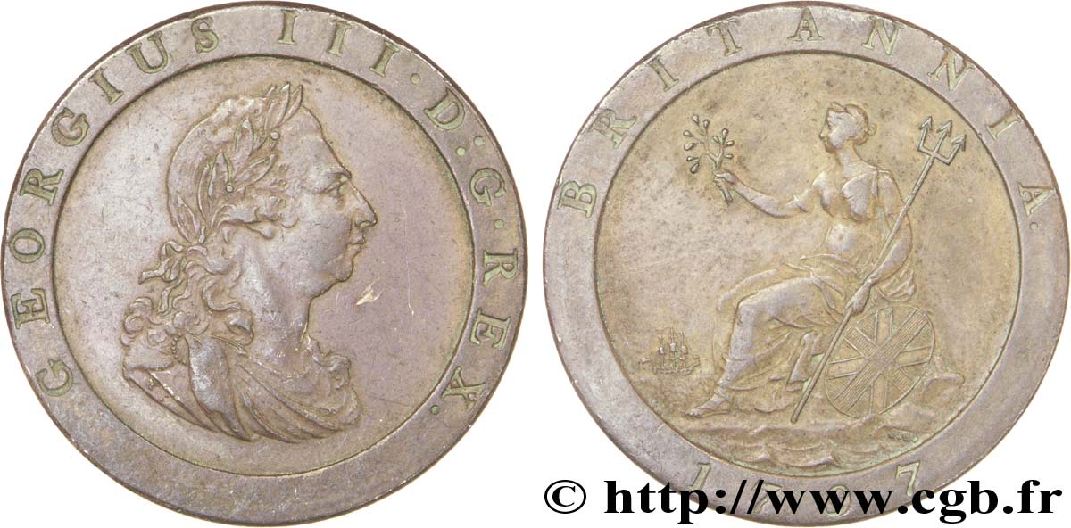 ROYAUME-UNI 1 Penny Georges III 1797 Soho TTB+ 