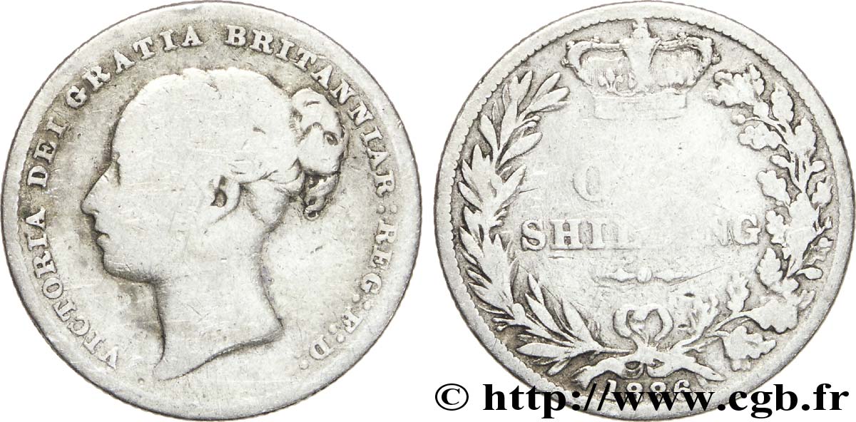 ROYAUME-UNI 1 Shilling Victoria 1886  TB 