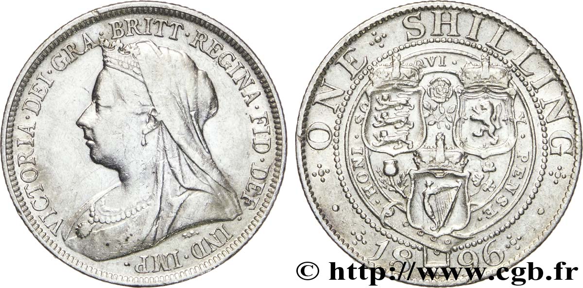 ROYAUME-UNI 1 Shilling Victoria vieille tête  1896  TTB 