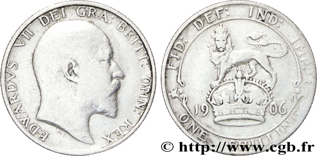 ROYAUME-UNI 1 Shilling Edouard VII 1906  TB 