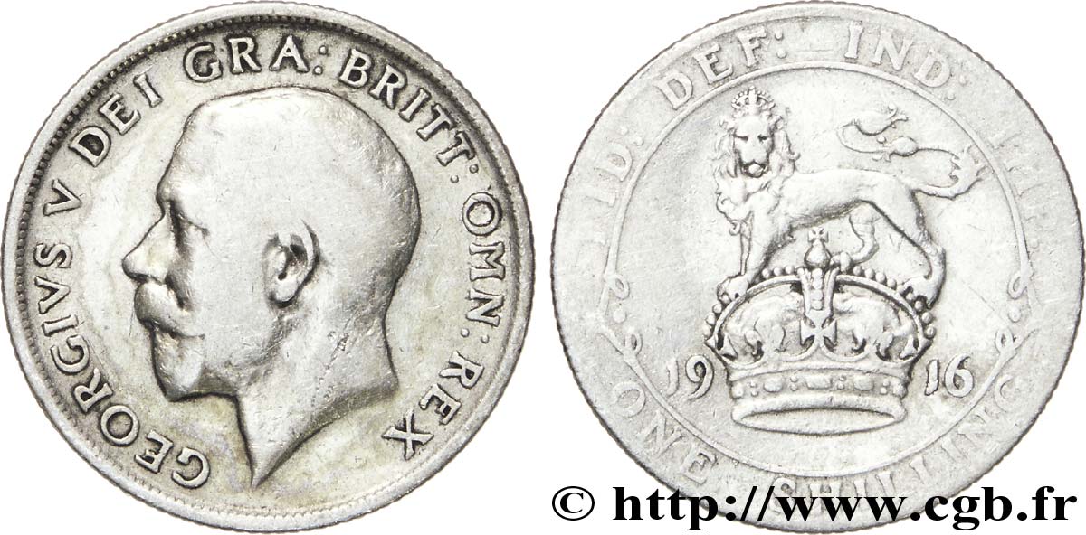 ROYAUME-UNI 1 Shilling Georges V 1916  TB 