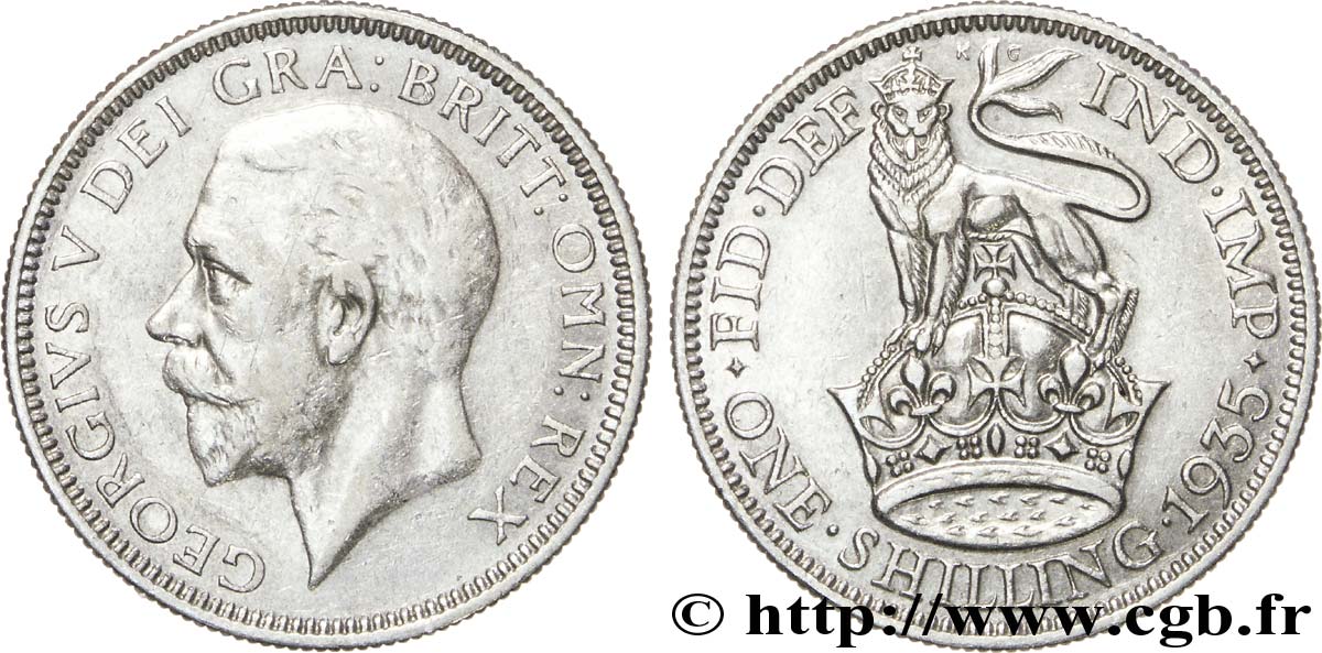 ROYAUME-UNI 1 Shilling Georges V / lion surmontant une couronne 1935  TB+ 