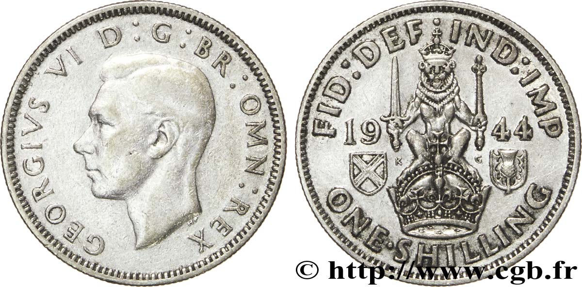 ROYAUME-UNI 1 Shilling Georges VI “Scotland reverse” 1944  TB+ 