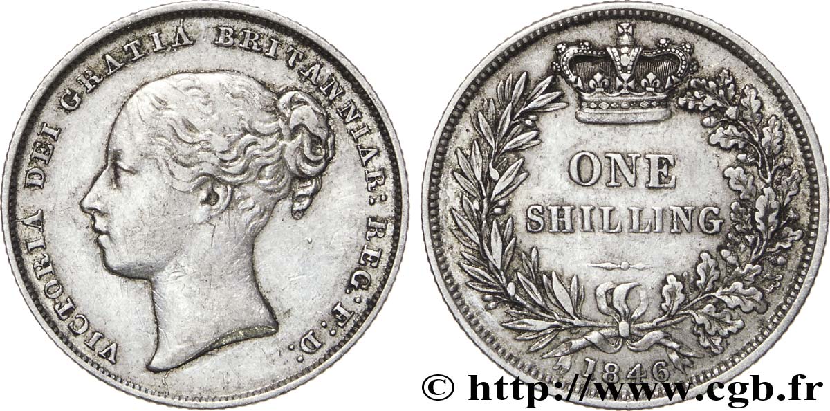 ROYAUME-UNI 1 Shilling Victoria tête jeune 1846  TTB 