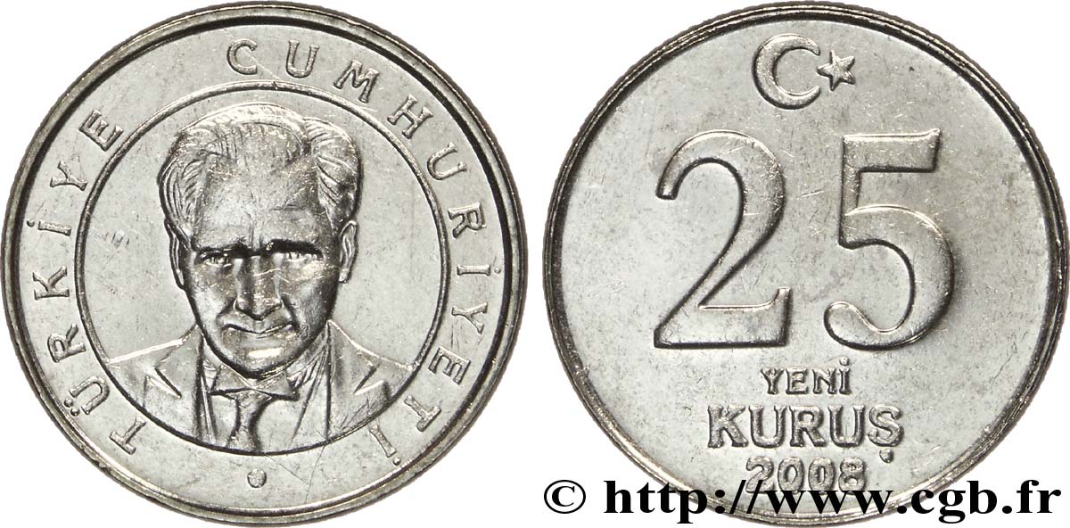 TURQUíA 25 Yeni Kurus Kemal Ataturk 2008  EBC 