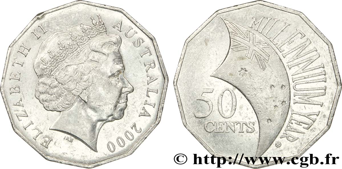 AUSTRALIE 50 Cents Elisabeth II / millenium 2000  TTB 