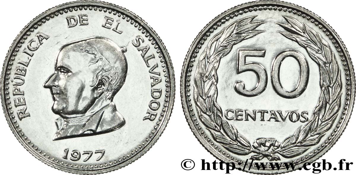 SALVADOR 25 Centavos Jose Maria Delgado 1977 British Royal Mint SPL 