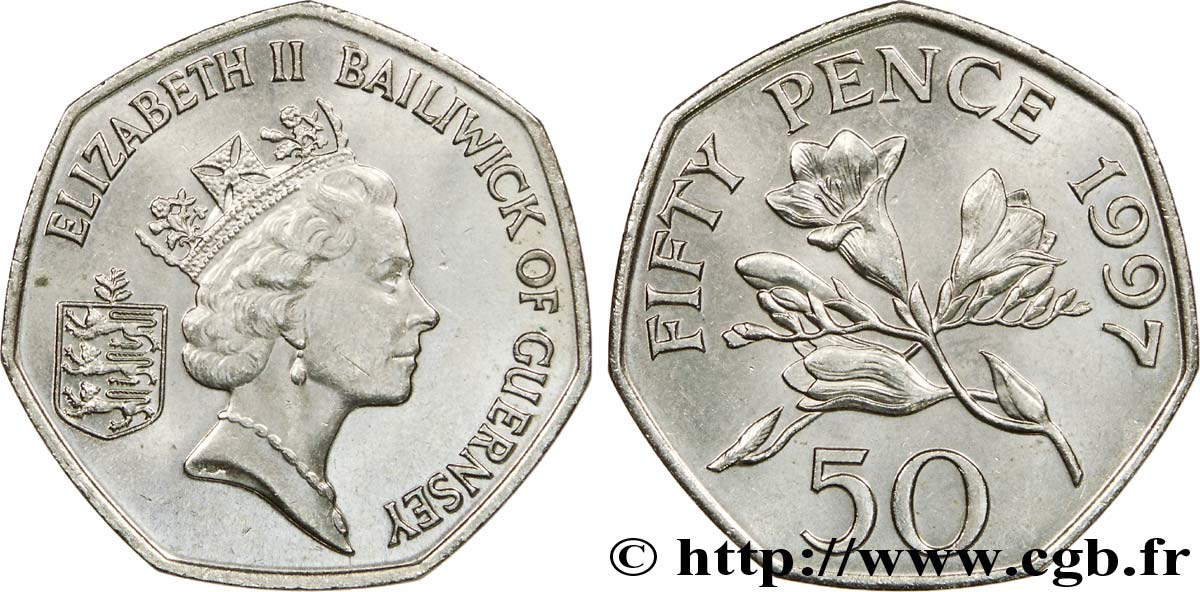 GUERNESEY 50 Pence Elisabeth II / fleurs de Fresia 1997  SPL 
