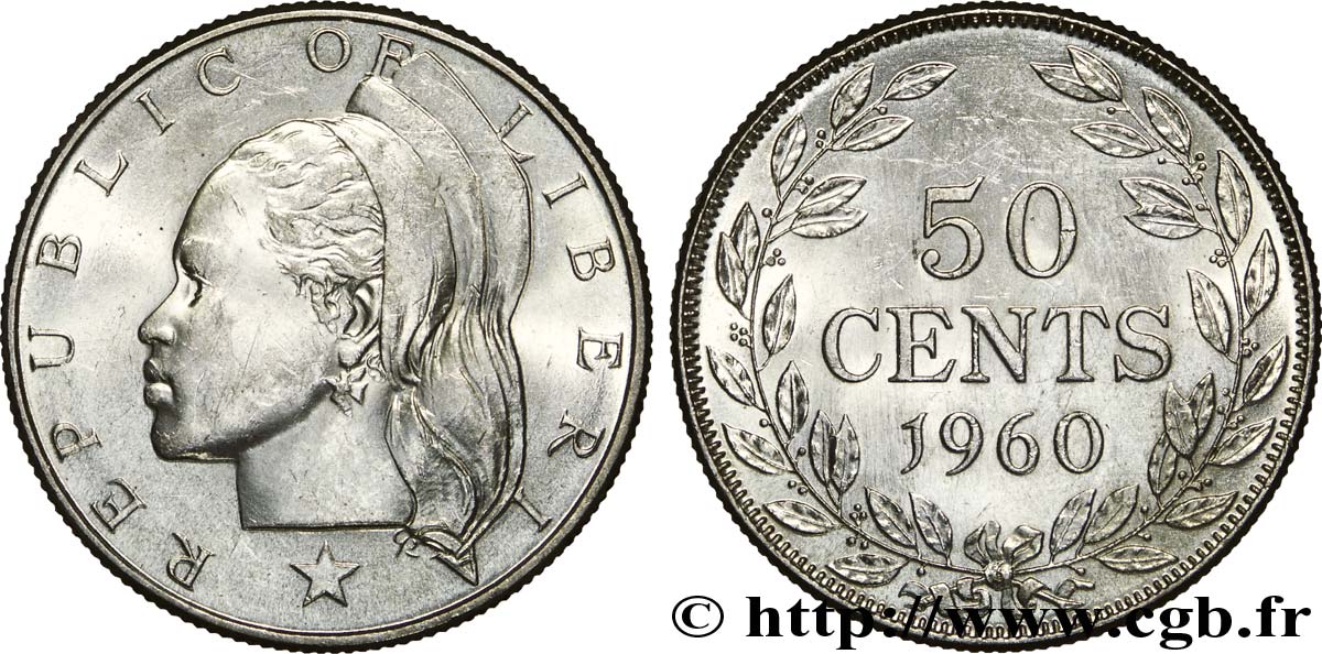 LIBERIA 50 Cents femme africaine 1960  SUP 