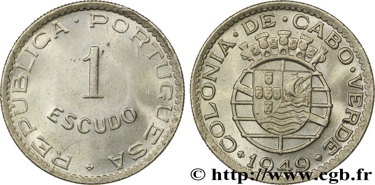 CAP VERT 1 Escudo monnayage colonial portugais 1949  SPL 