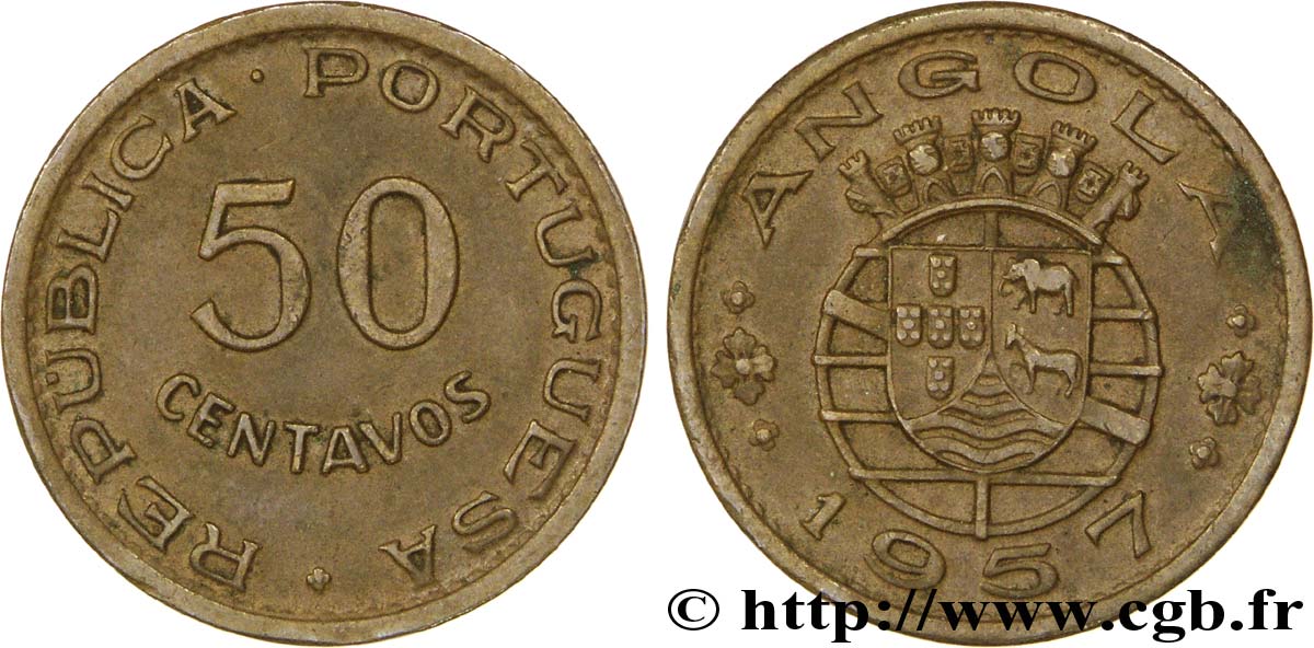 ANGOLA 50 Centavos monnayage colonial Portugais 1957  TTB+ 